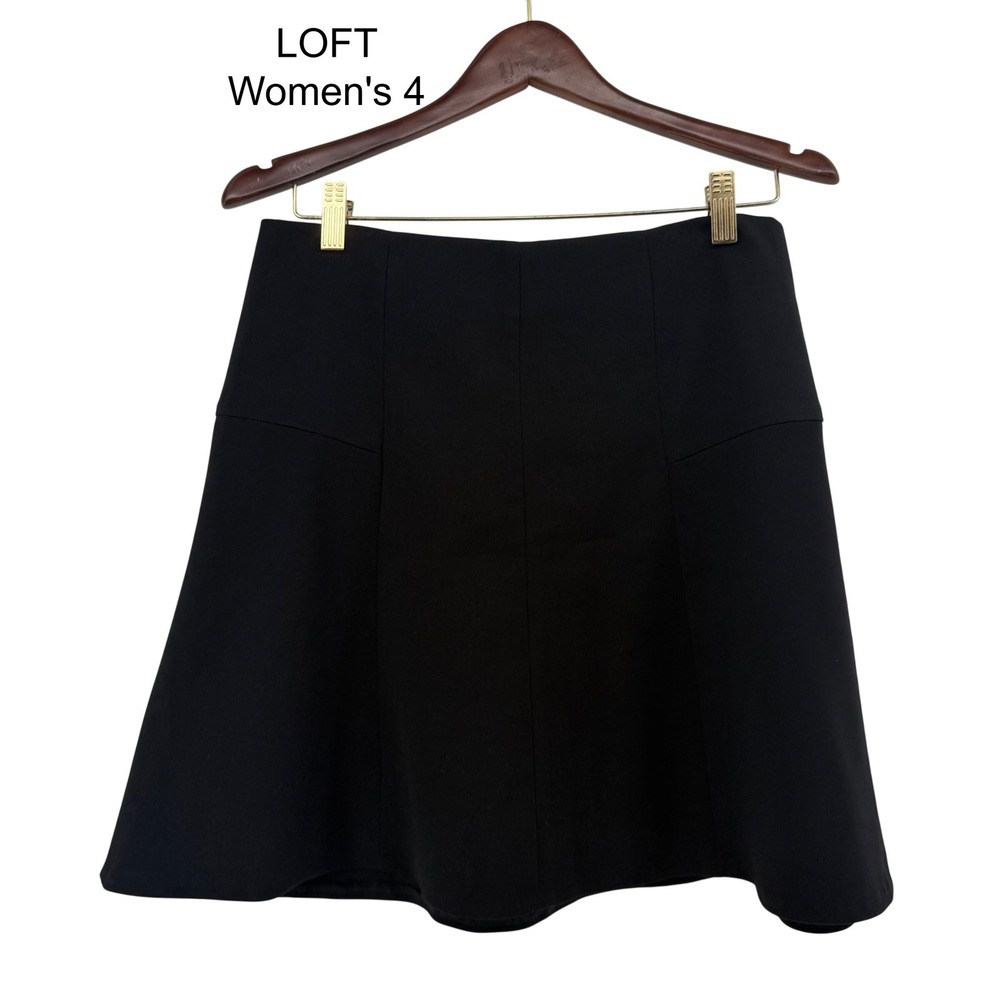 NWT Ann Taylor LOFT Womens 4 Black A-Line Mini Skirt‎ Career Business Casual